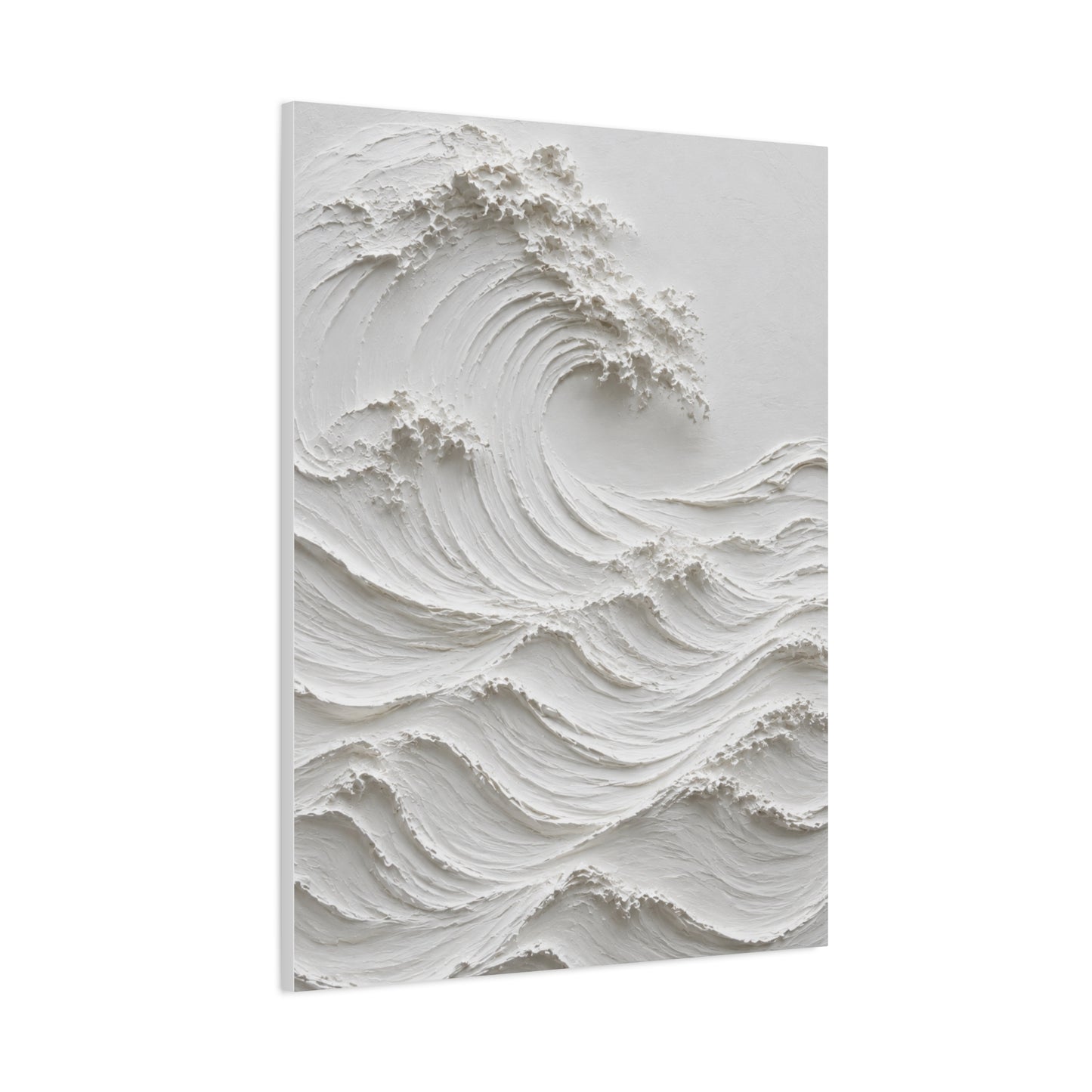 Minimal White Sculptural Wave Texture Wall Art & Canvas Print