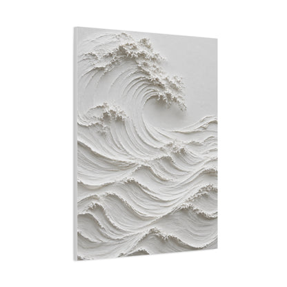 Minimal White Sculptural Wave Texture Wall Art & Canvas Print