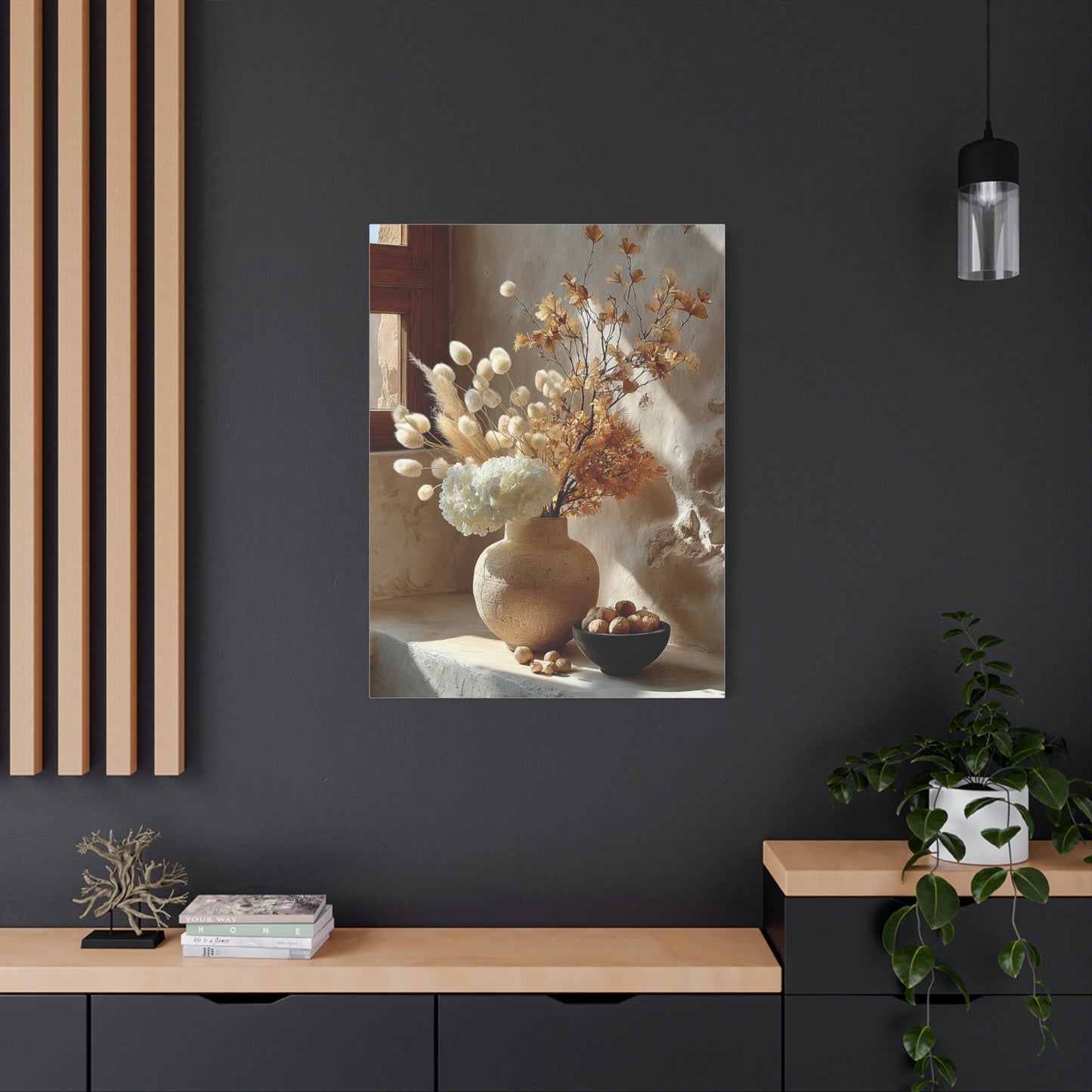 Neutral Dried Autumn Arrangement Wall Art & Canvas Print