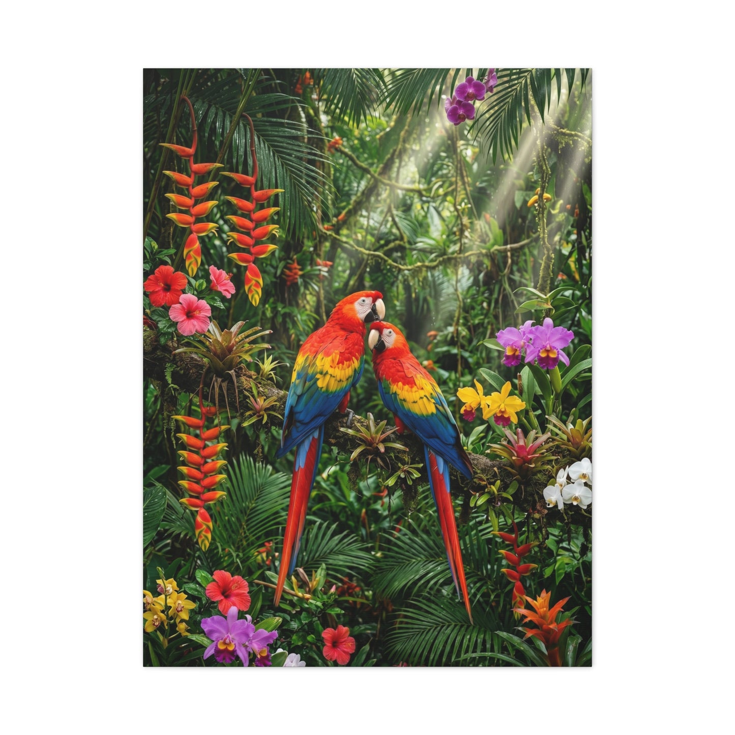 Vibrant Jungle Parrot Paradise Tropical Wall Art & Canvas Print