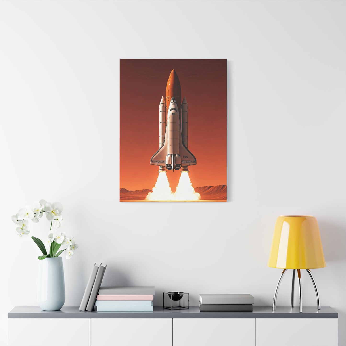 Red Sky Rocket Launch Wall Art & Canvas Prints