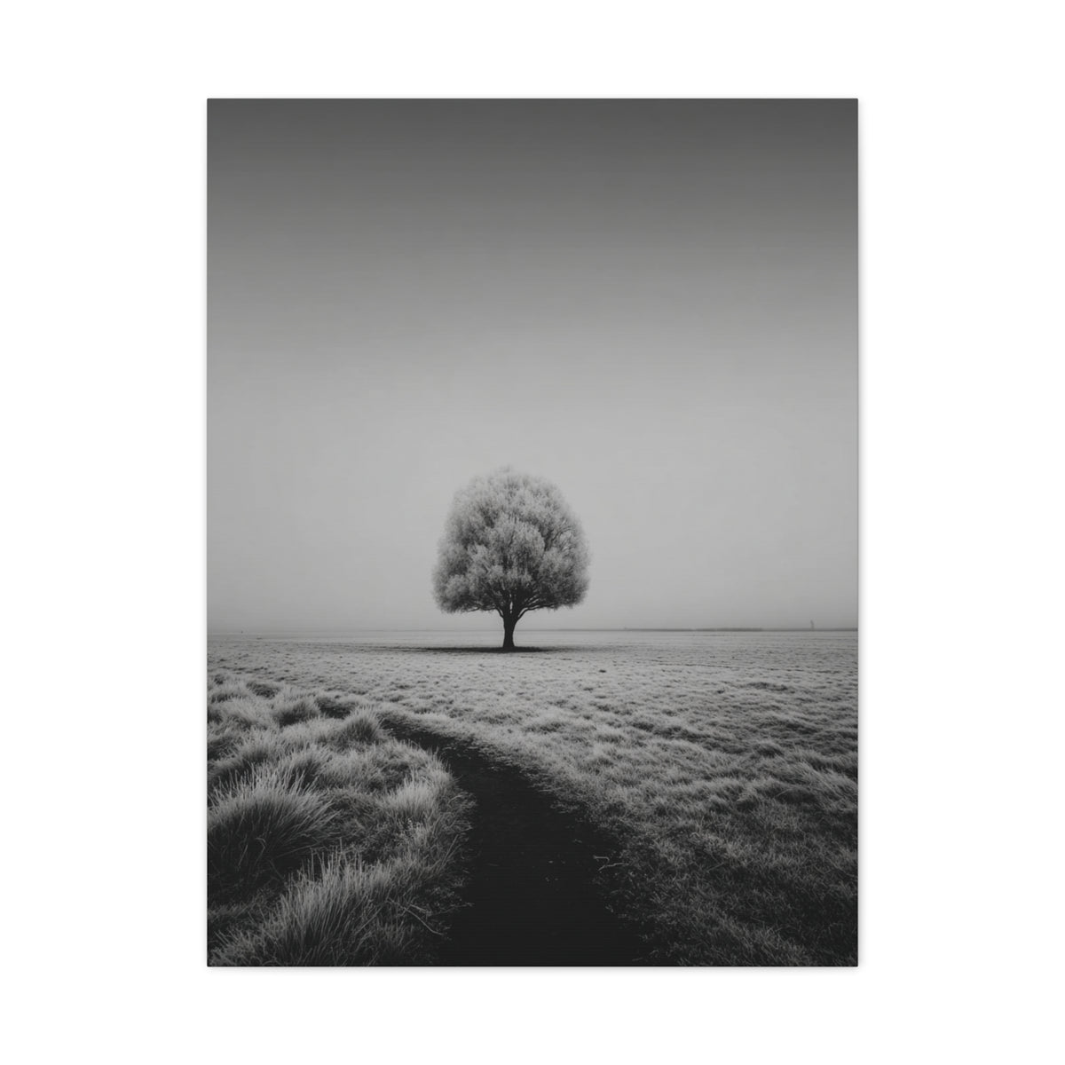 Lone Tree Winter Field Wall Art & Canvas Print