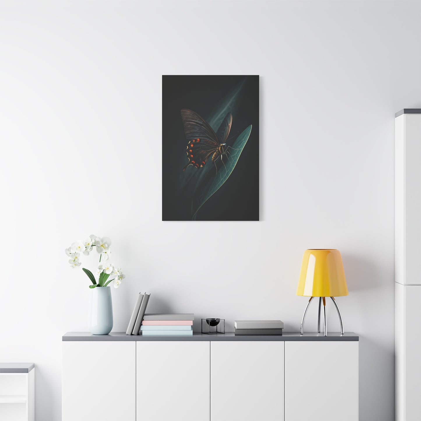 Dark Swallowtail Butterfly on Leaf Wall Art & Canvas Prints
