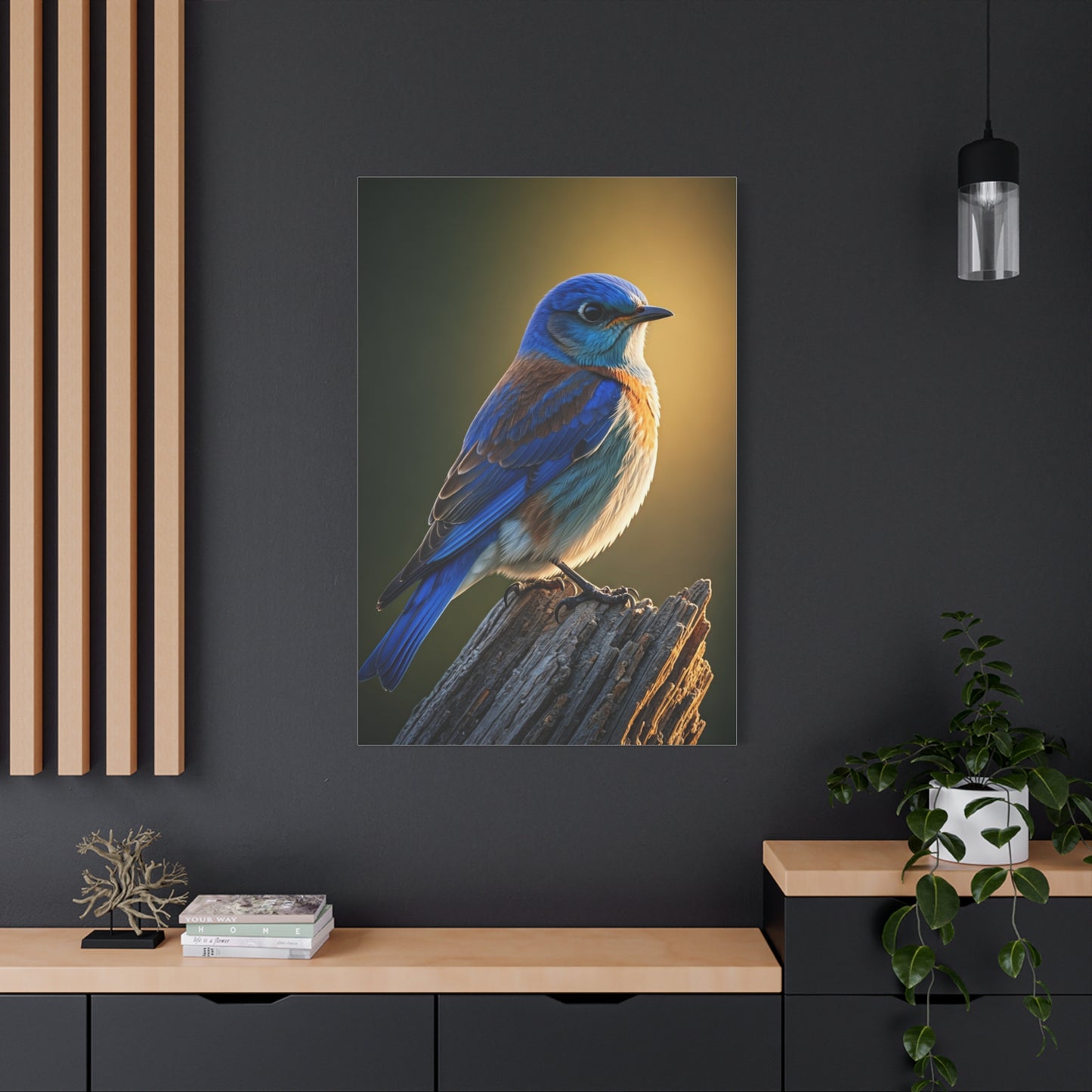 Mountain Bluebird Perched Portrait Wall Art & Canvas Prints