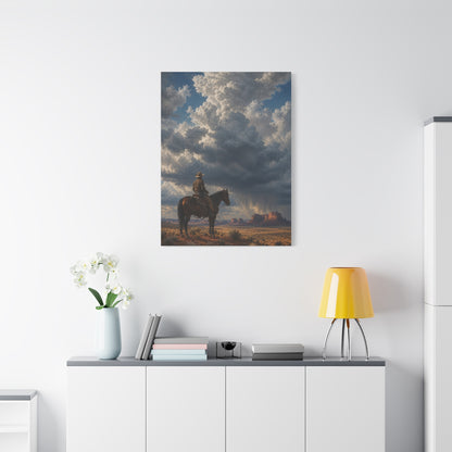 Cowboy Storm Horizon Monument Scene Wall Art & Canvas Print