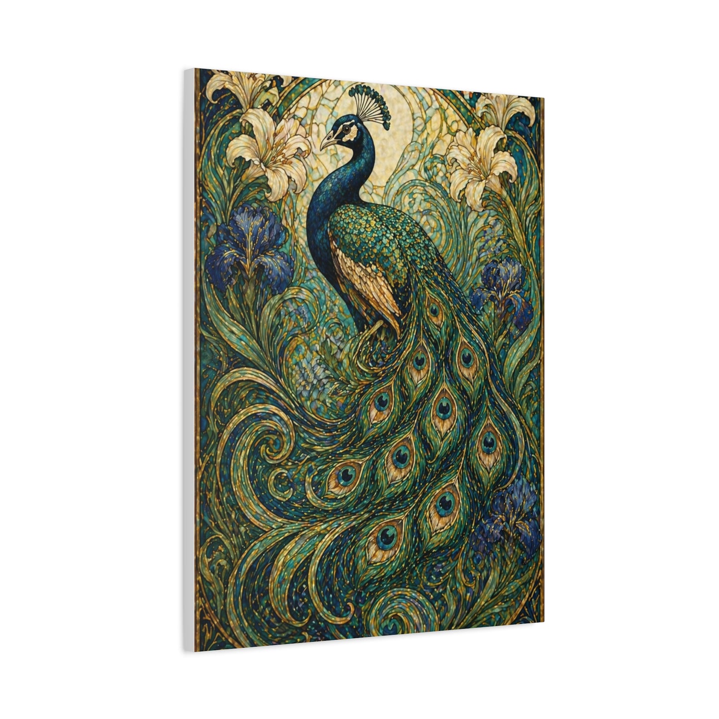 Art Nouveau Ornamental Peacock Garden Wall Art & Canvas Print