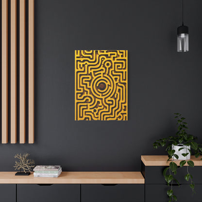 Circular Labyrinth Yellow Relief Design Wall Art & Canvas Print