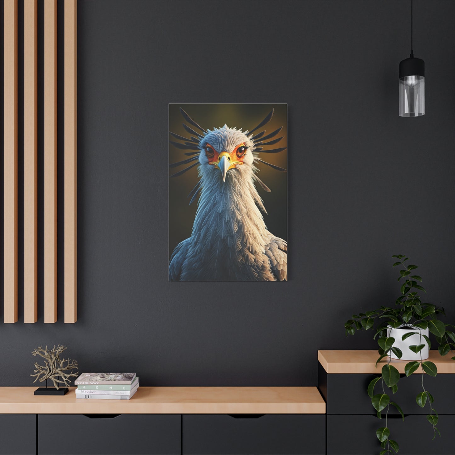 Majestic Secretary Bird Portrait Wall Art & Canvas Prints