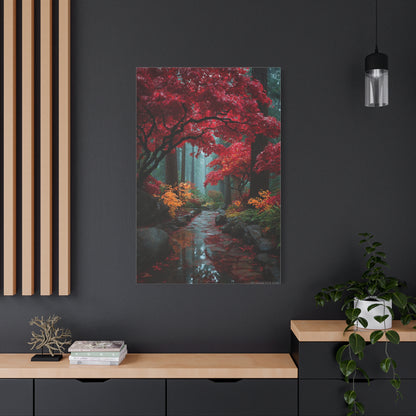 Crimson Maple Forest Path Wall Art & Canvas Print
