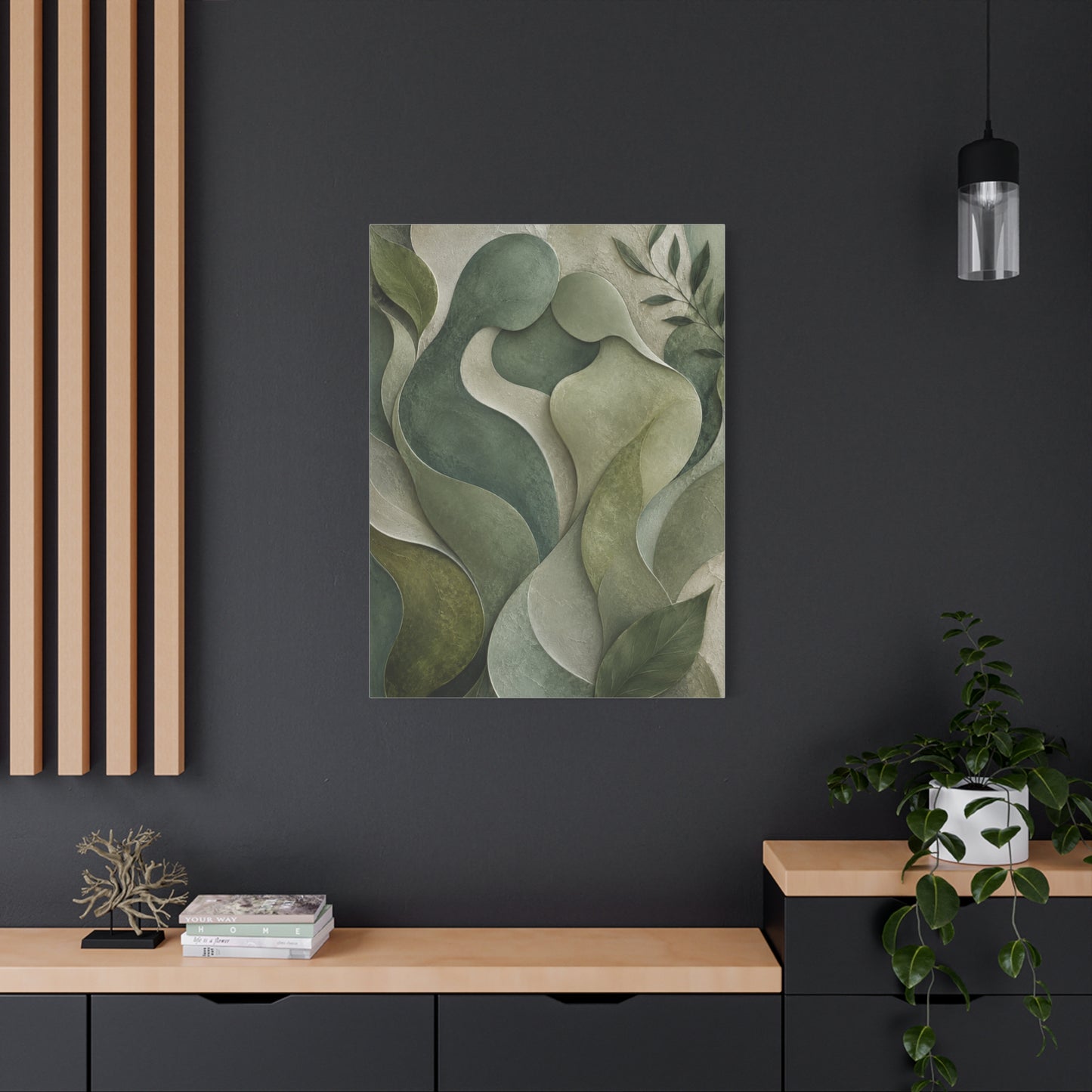 Biophilic Jade Embrace Abstract Wall Art & Canvas Print