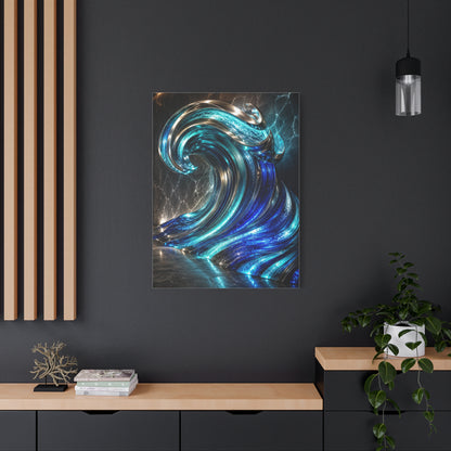Glass & Steel Ocean Wave Architectural Sculpture Wall Art & Canvas Print
