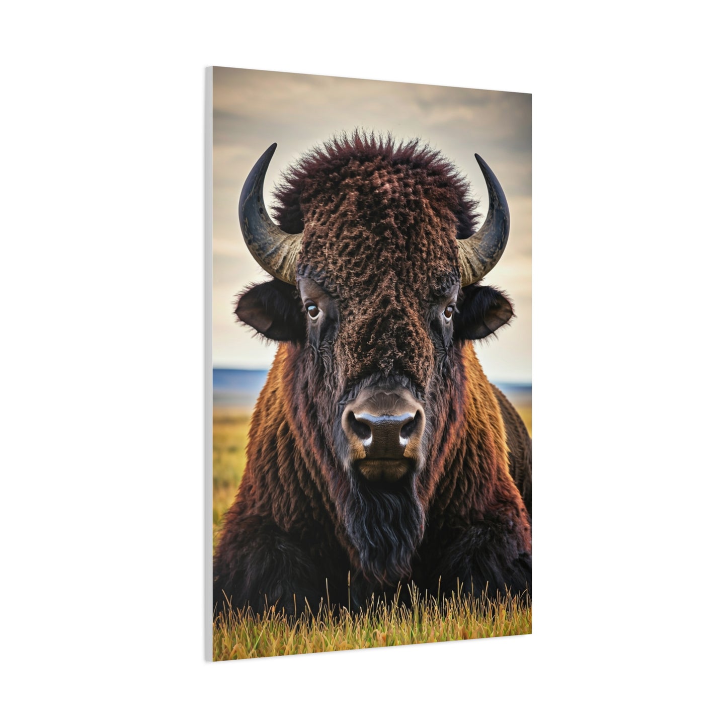 Symmetrical Prairie Bison Frontal Portrait Wall Art & Canvas Print