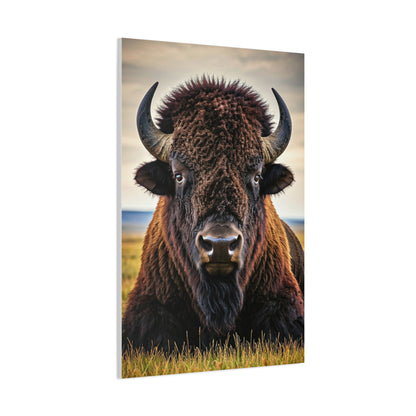 Symmetrical Prairie Bison Frontal Portrait Wall Art & Canvas Print