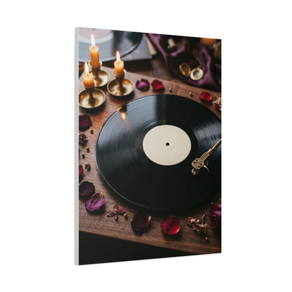 Candlelit Vinyl Love Night Scene Wall Art & Canvas Print