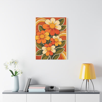 Vintage Groovy Floral Orange Composition Wall Art & Canvas Print
