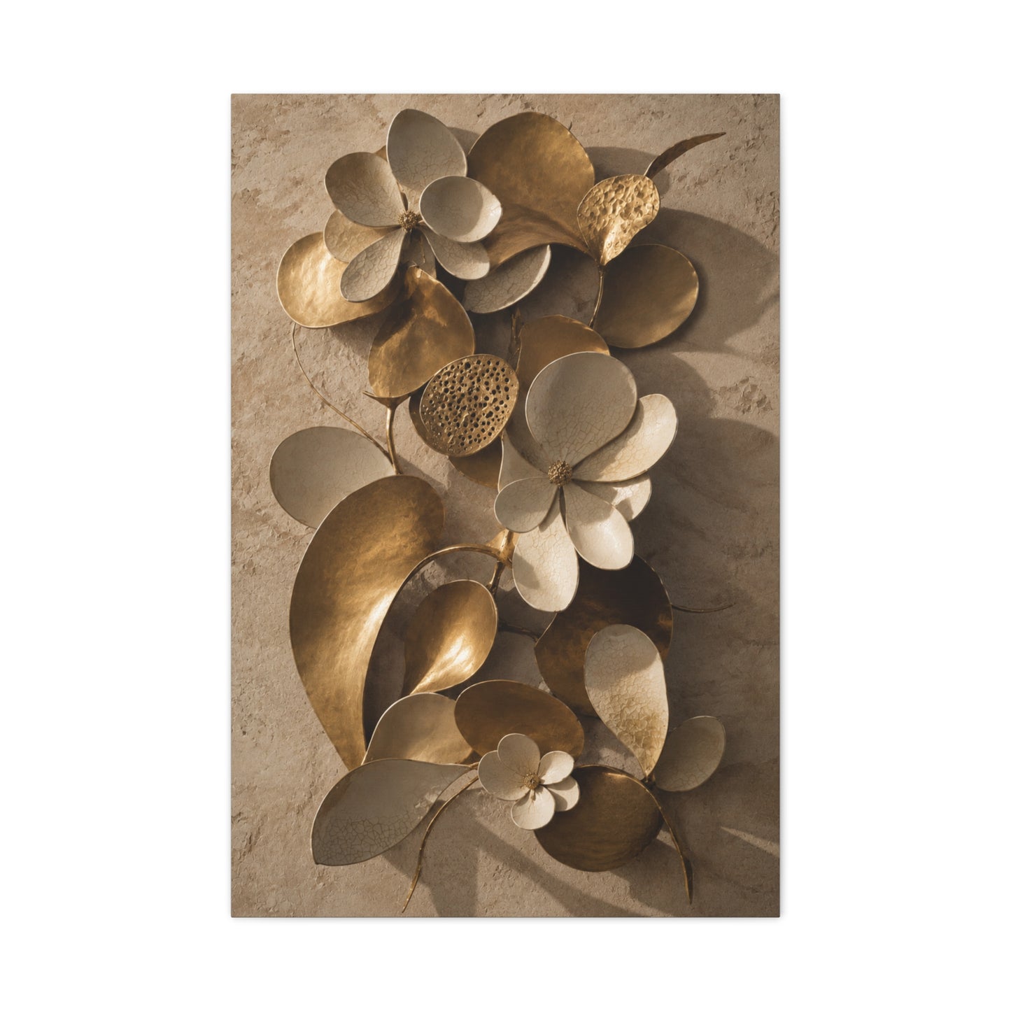 Brass and Ceramic Floral Relief Wall Art & Canvas Print