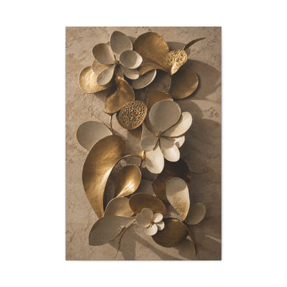 Brass and Ceramic Floral Relief Wall Art & Canvas Print