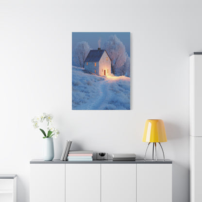 Winter Farmhouse Blue Hour Wall Art & Canvas Print