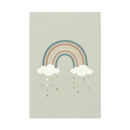 Pastel Rainbow & Clouds Nursery Wall Art & Canvas Print