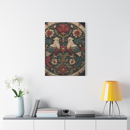Ornamental Folk Bird Mandala Wall Art & Canvas Print