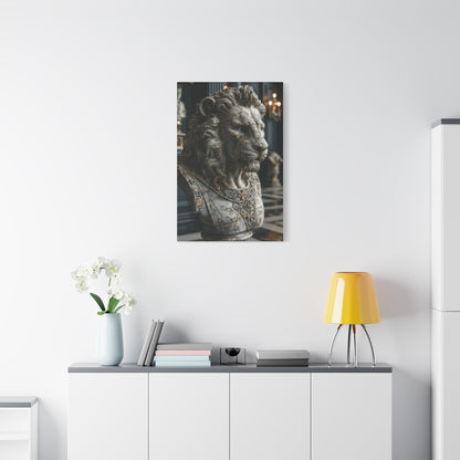 Marble Lion Bust Royal Sculpture Wall Art & Canvas Print