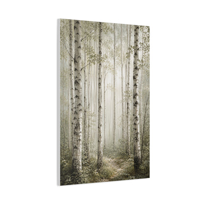 Soft Birch Forest Pathway Trees Wall Art & Canvas Print