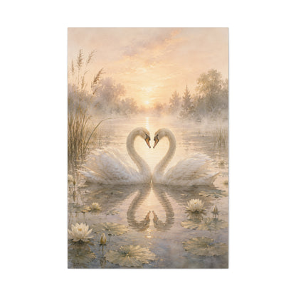 Ethereal Swan Devotion Sunrise Wall Art & Canvas Print