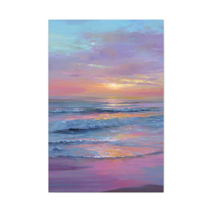 Pastel Sunrise Over Calm Ocean Waves Wall Art & Canvas Print