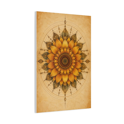Sacred Sunflower Mandala Wall Art & Canvas Print