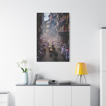 Pamplona Festival Bull Run Wall Art & Canvas Print