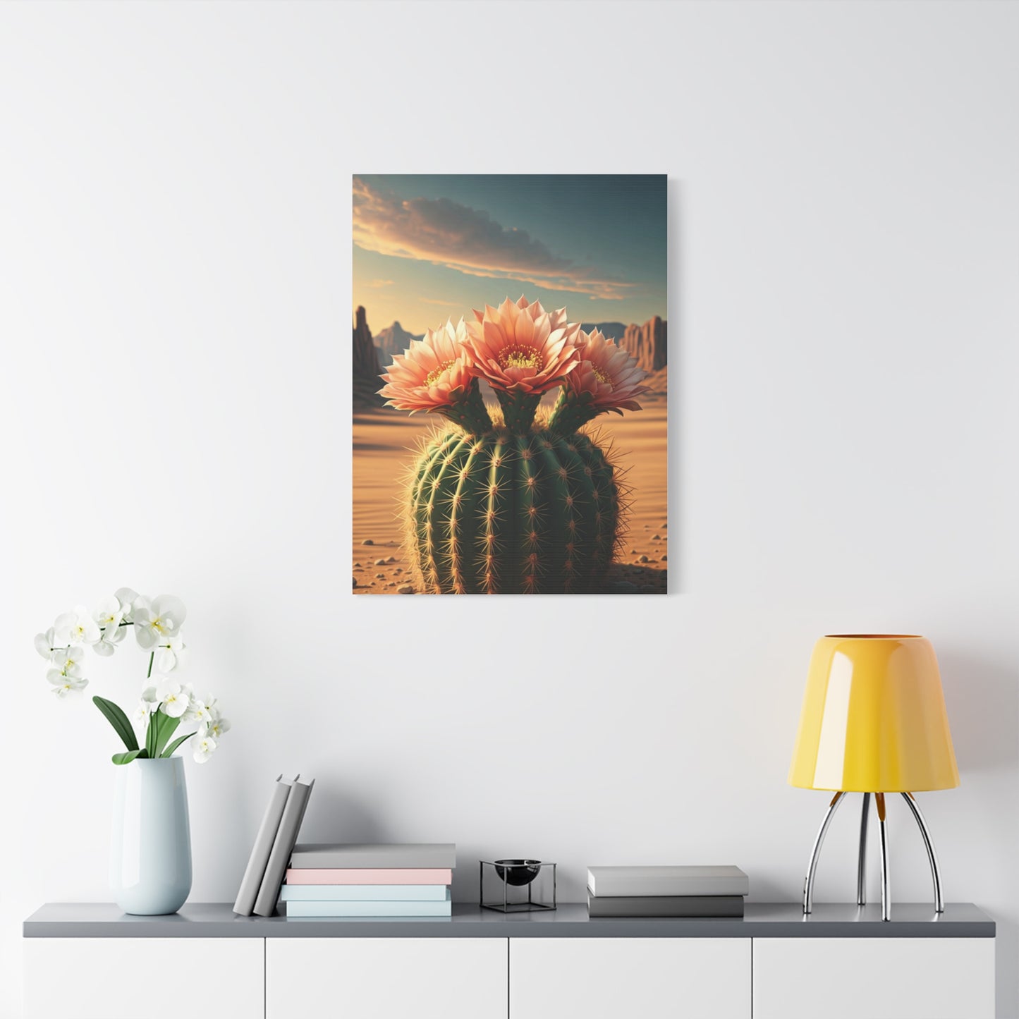 Desert Bloom Barrel Cactus Landscape Wall Art & Canvas Prints