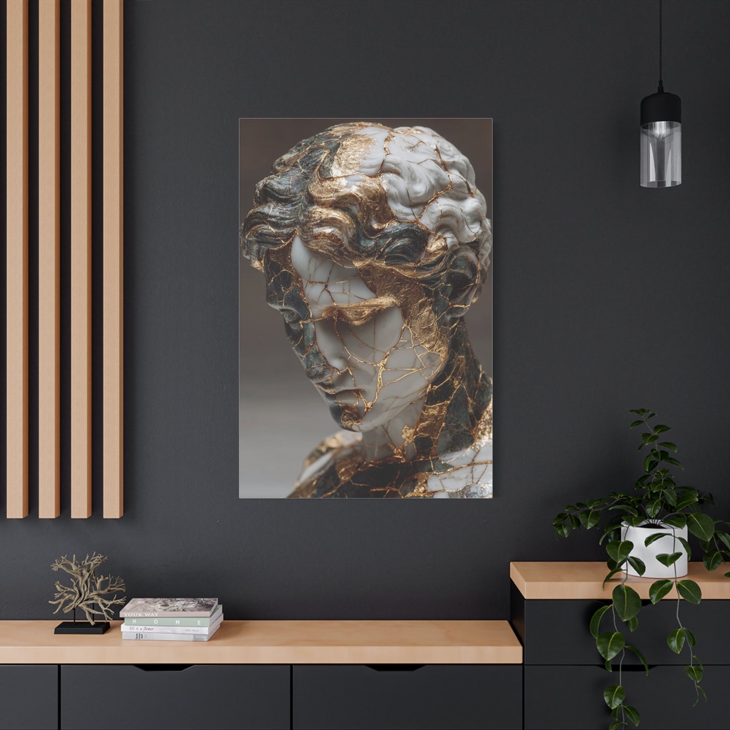 Marble And Gold Kintsugi Sculpture Wall Art & Canvas Print