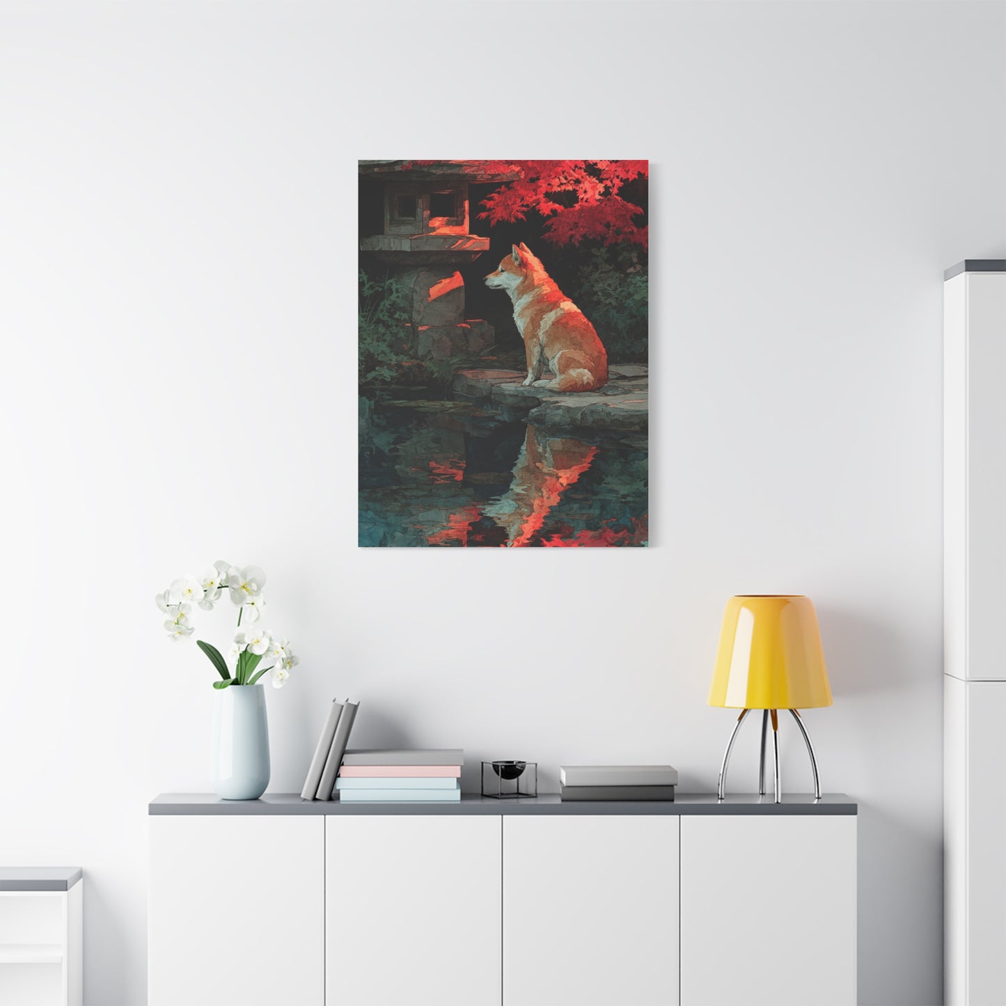 Shiba Inu Kyoto Garden Reflection Wall Art & Canvas Print