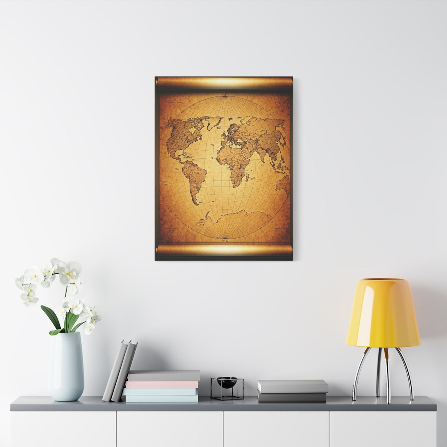 Classic Sepia World Atlas Scroll Wall Art & Canvas Prints