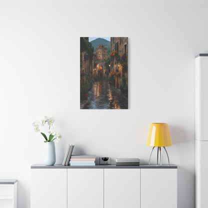Tuscan Village Rain Street Wall Art & Canvas Print