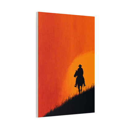 Cowboy Sunset Ridge Silhouette Wall Art & Canvas Print