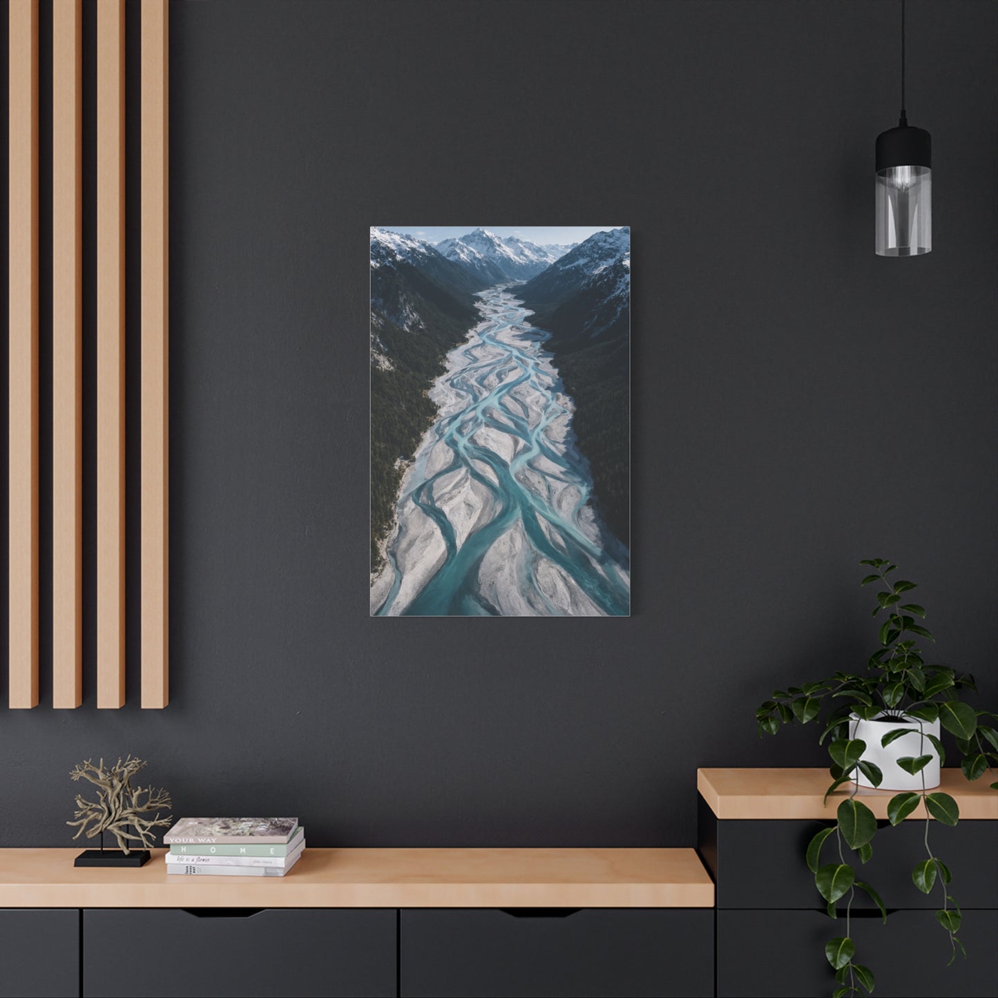 Aerial Braided Mountain River Wall Art & Canvas Print