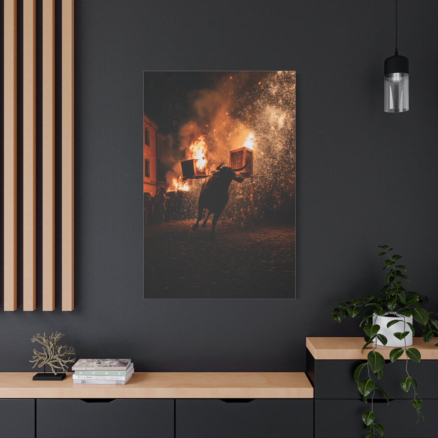 Toro de Júbilo Fire Bull Festival Wall Art & Canvas Print