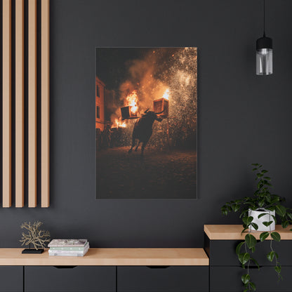 Toro de Júbilo Fire Bull Festival Wall Art & Canvas Print