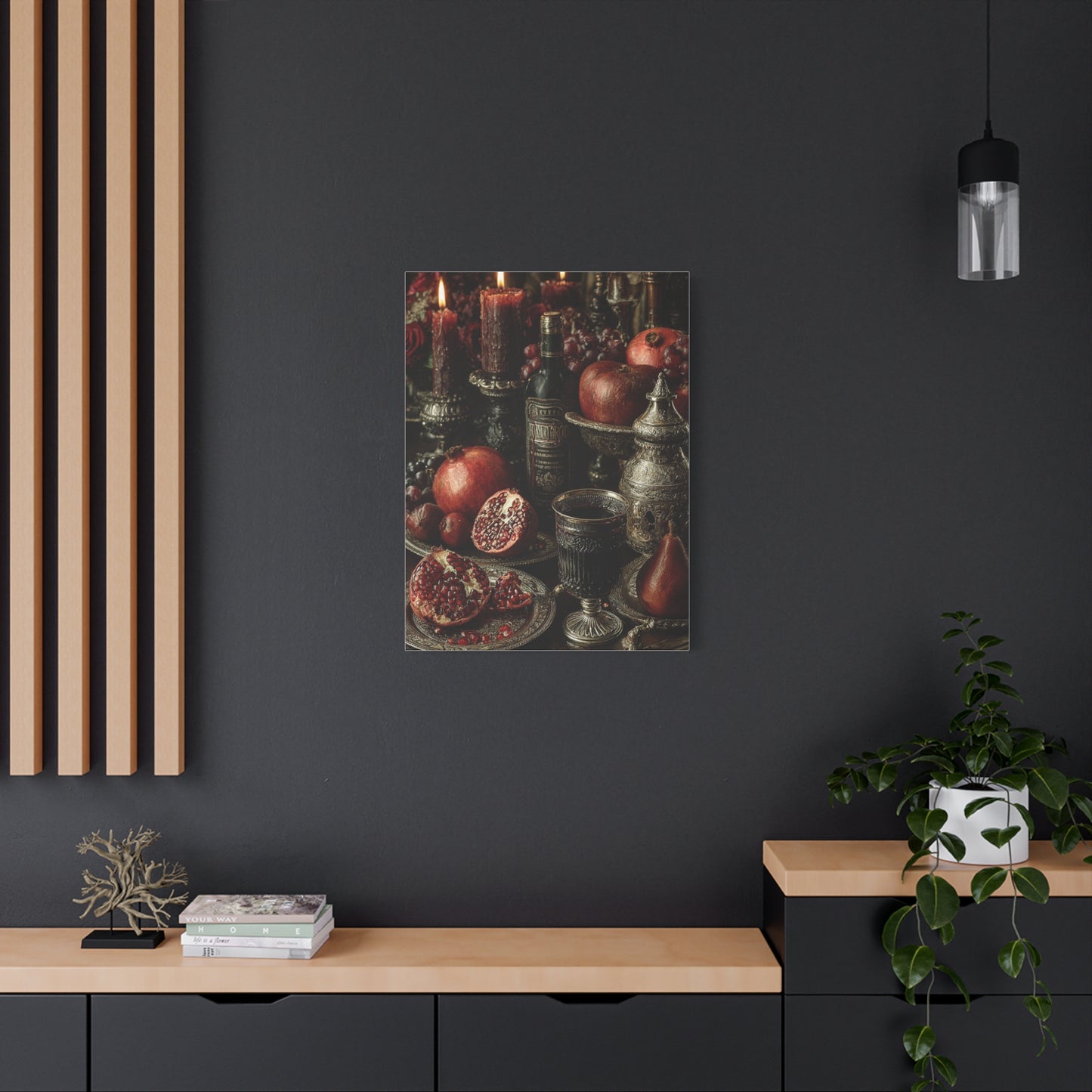 Pomegranate and Candlelight Renaissance Still Life Wall Art & Canvas Print
