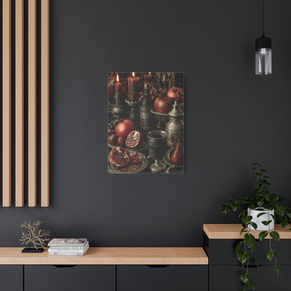 Pomegranate and Candlelight Renaissance Still Life Wall Art & Canvas Print