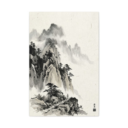 Japanese Sumi-e Mountain Path Wall Art & Canvas Print