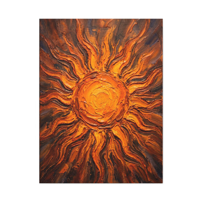 Fiery Impasto Sunburst Painting Wall Art & Canvas Print