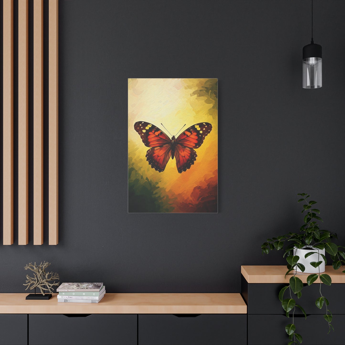 Radiant Sunset Butterfly Portrait Wall Art & Canvas Prints
