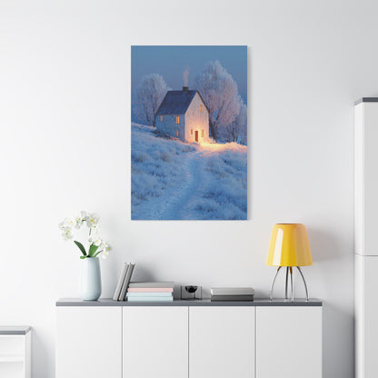 Winter Farmhouse Blue Hour Wall Art & Canvas Print