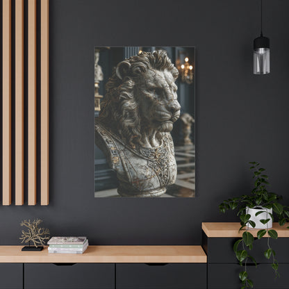 Marble Lion Bust Royal Sculpture Wall Art & Canvas Print