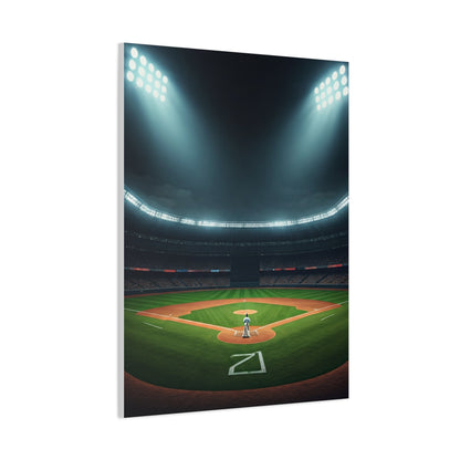 Night Baseball Stadium Lights Wide Scene Wall Art & Canvas Prints