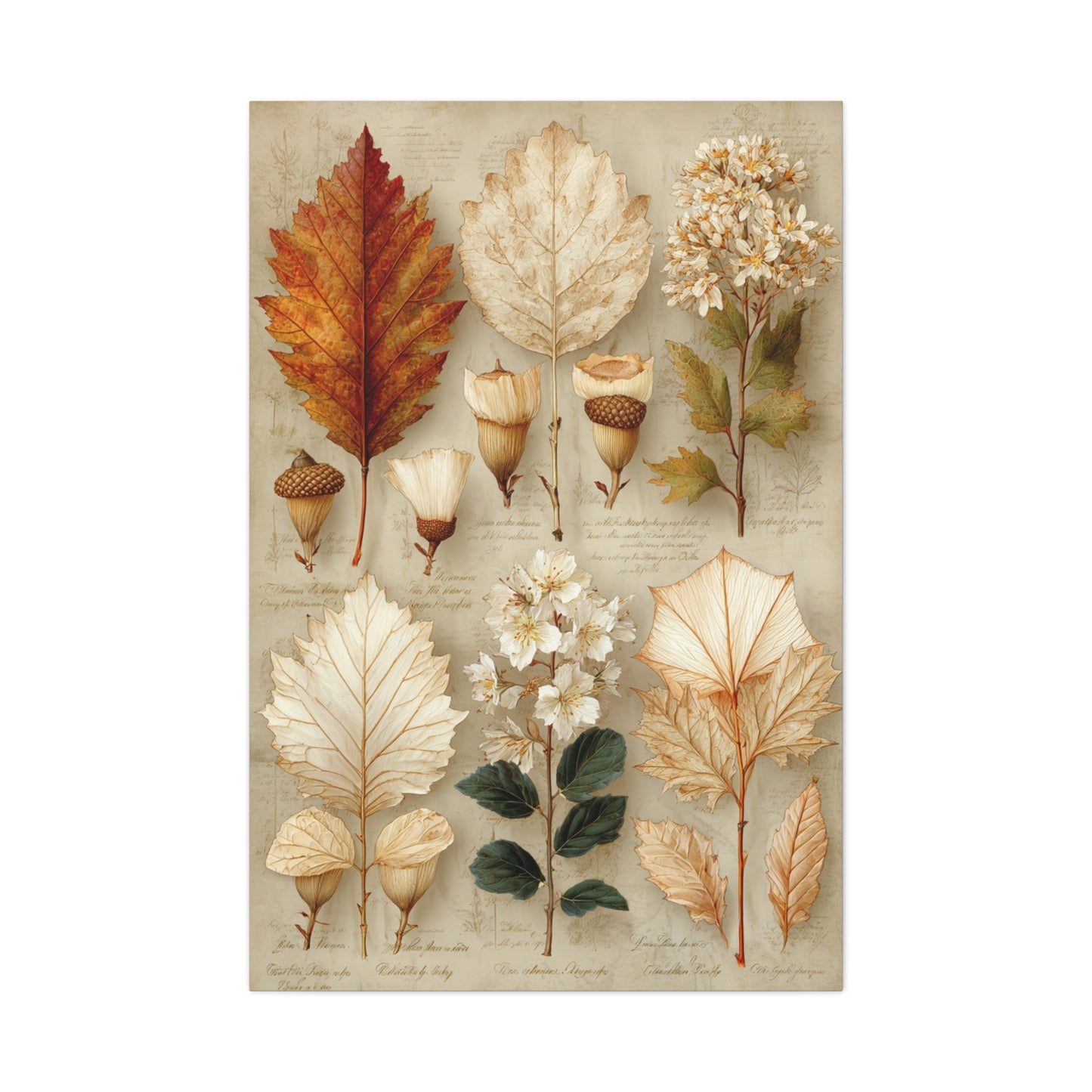 Vintage Autumn Botanical Leaf Study Wall Art & Canvas Print