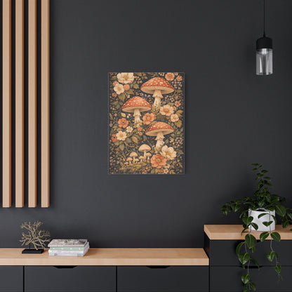 Floral Mushroom Collage Tapestry Aesthetic Wall Art & Canvas Print