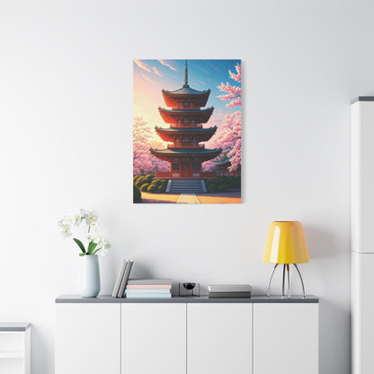 Traditional Pagoda Surrounded by Sakura Blossoms Wall Art & Canvas Prints